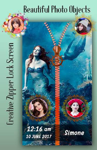 Mermaid Zipper Lock Screen 3 تصوير الشاشة
