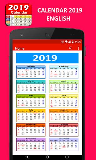 Calendar 2019 English screenshot 1
