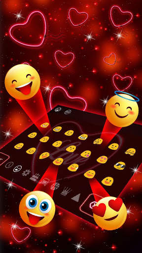 Neon Love Heart Keyboard Theme screenshot 3