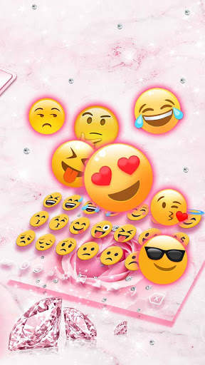 Pink Flower Diamond Keyboard Theme screenshot 3