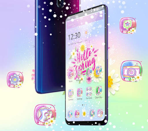 Pink Aesthetic Hello Spring Words Theme screenshot 2