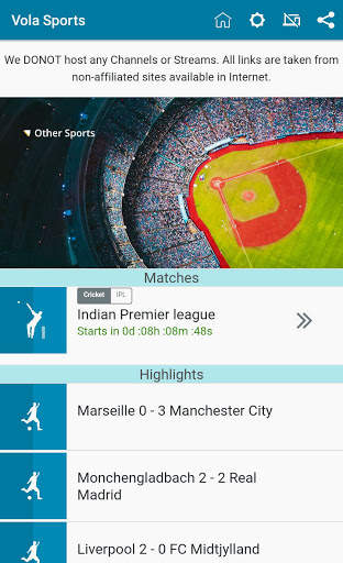 Vola Sports Live TV Guide screenshot 1