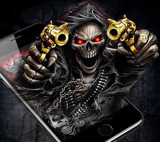 Gold Fire Gun Warrior Skull Theme screenshot 1