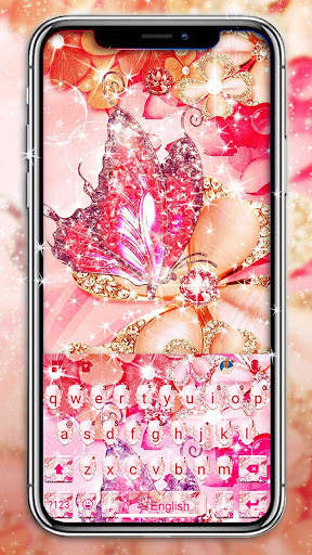 Tema Keyboard Luxury Floral Butterfly screenshot 2