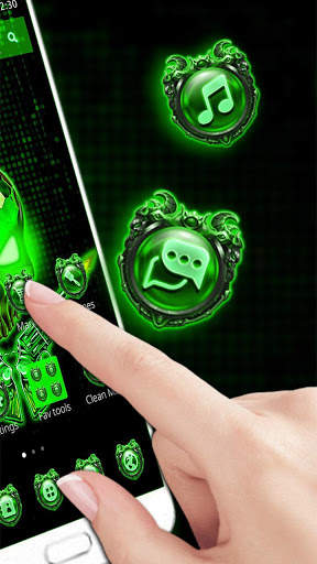 Green Crystal Apple Skull Theme screenshot 2