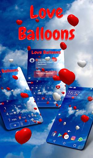 Love Balloons Animated Keyboard   Live Wallpaper screenshot 1