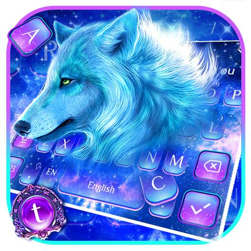 Cyan Neon Wolf Keyboard 10001002