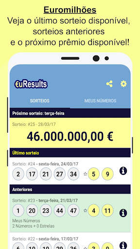 Euromilhões. M1lhão. euResults screenshot 1