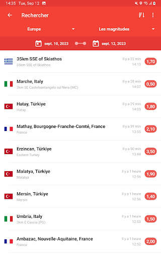 Mes Alertes de Séismes screenshot 7