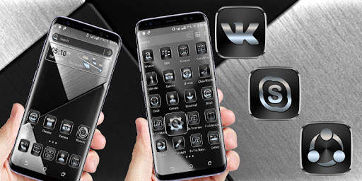 Black Silver Launcher Theme screenshot 2