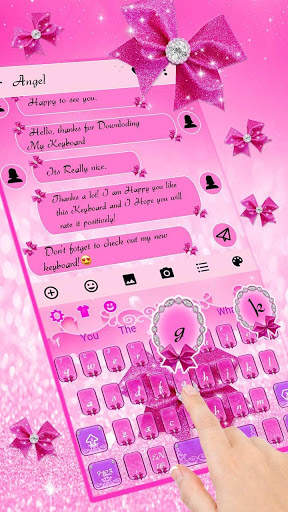 Glitter Pink Bowknot Keyboard Theme screenshot 2