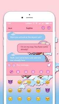 Cute Unicorn SMS Theme – Rainbow Unicorn Cartoon screenshot 4