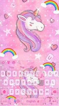 Pink Cute Romantic Rainbow Unicorn Keyboard Theme screenshot 4