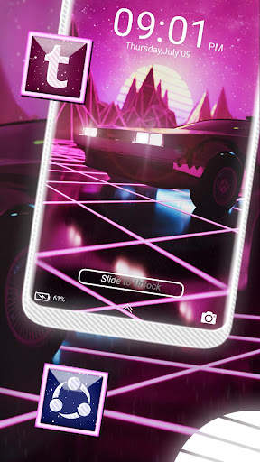 Retro Neon Car Launcher Theme screenshot 4