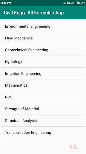 Civil Engg. All Formulas App screenshot 2