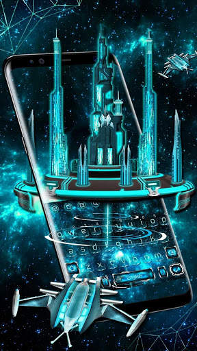 3D Space Galaxy City Keyboard Theme screenshot 2