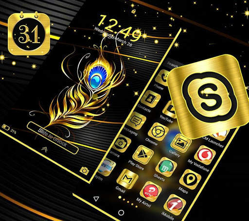 Gold Black Launcher Theme скриншот 6