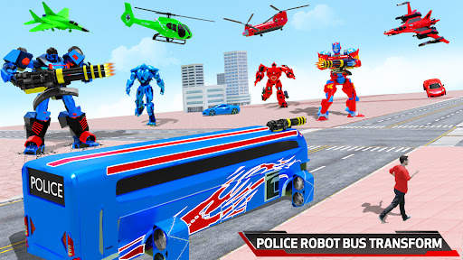 Flying Bus Robot Car War Games screenshot 8