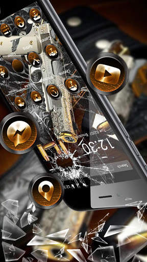 Gun Broken Glass Screen Military Gravity Theme screenshot 3