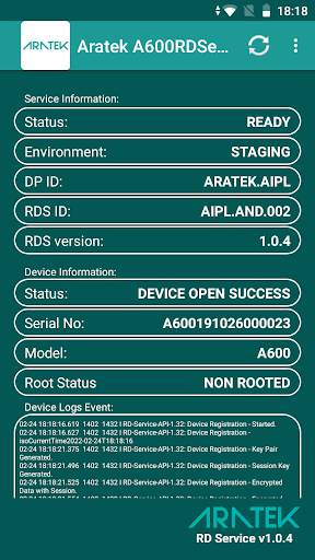 Aratek A600 RD Service screenshot 2
