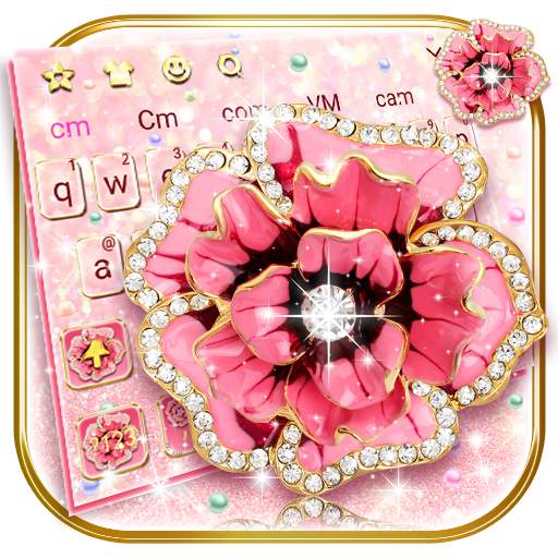 Pink Glitter Flower Keyboard 10001004