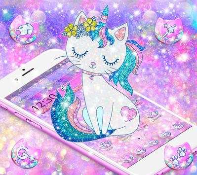 Pink Glitter Unicorn Cat Theme screenshot 2