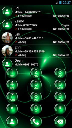 Dialer Theme Spheres Green screenshot 2