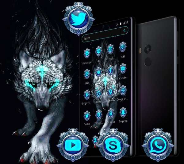 Blue Wild Thunder Wolf Theme скриншот 1