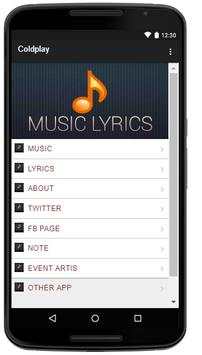 Coldplay Music Lyrics screenshot 1