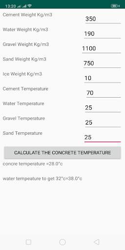 Concrete temperature screenshot 1