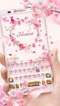 Pink beautiful peach flower keyboard theme screenshot 1