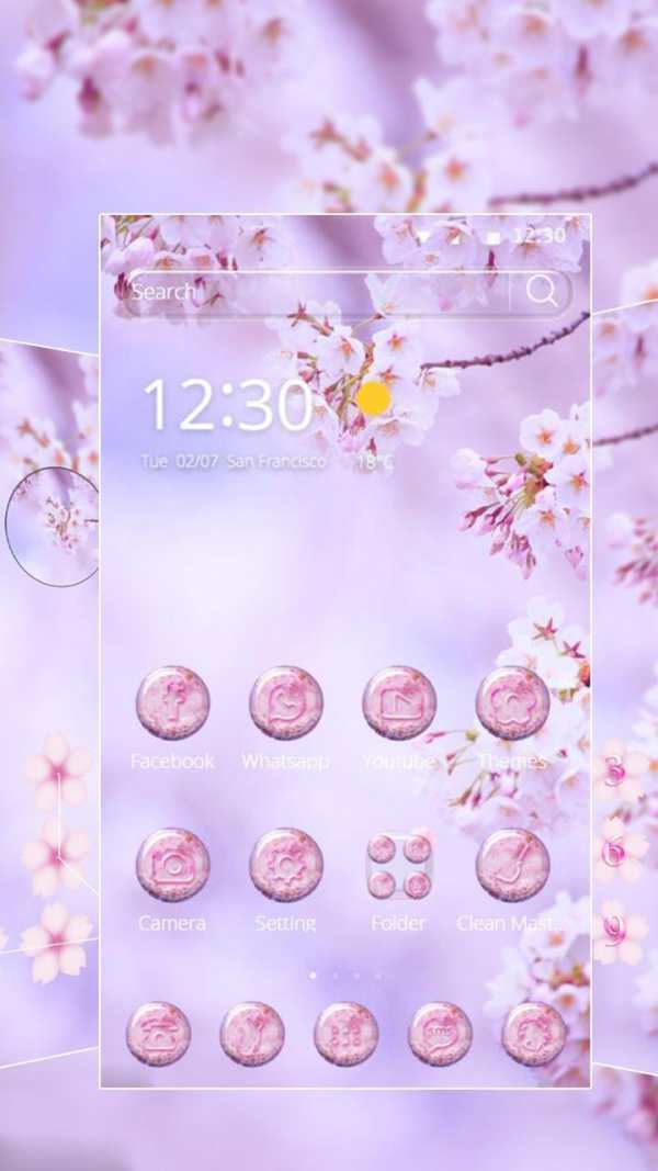 Pink Flower Theme Sakura Pattern Lock screenshot 1