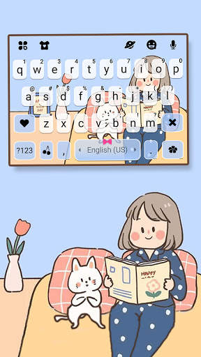 Girl With Cat Keyboard Background screenshot 2