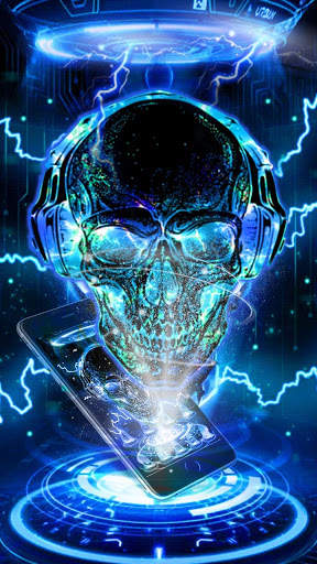 Neon Tech Skull Themes HD Wallpapers 3D icons screenshot 1