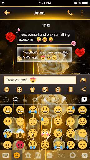 Gold Rose Message Theme screenshot 1