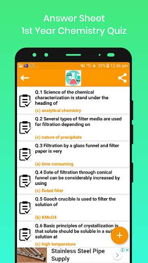 1st Year Chemistry MCQs Quiz screenshot 8