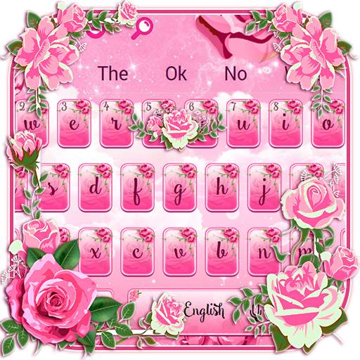 Pink Rose Flowers Keyboard 10001002