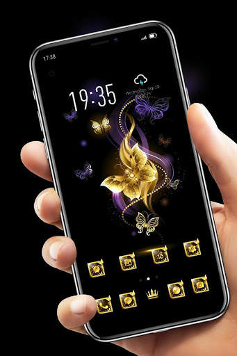 Tema bersinar kupu-kupu mewah emas untuk redmi screenshot 4