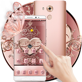 Rose Gold Love Hearts Butterfly Theme icon