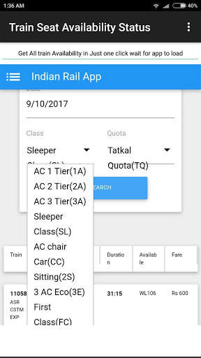 All Train Seat Availability screenshot 3