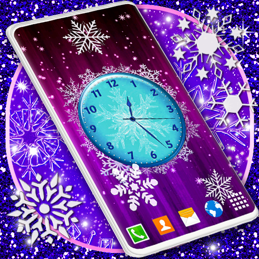 Winter Analog Clock ❄️ Frozen Snow Live Wallpaper icon