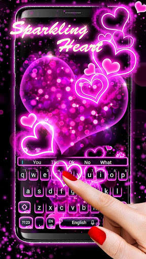 Sparkling Neon Pink Keyboard screenshot 1