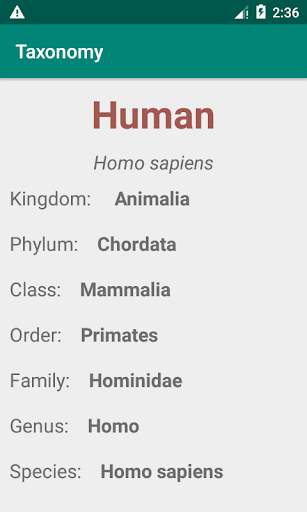 Taxonomy screenshot 3