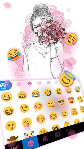 Pink Roses Girl Keyboard Theme screenshot 3