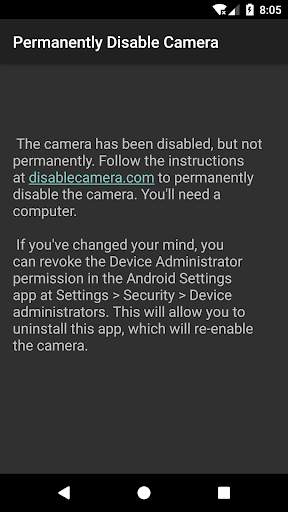 Permanently Disable Camera screenshot 3