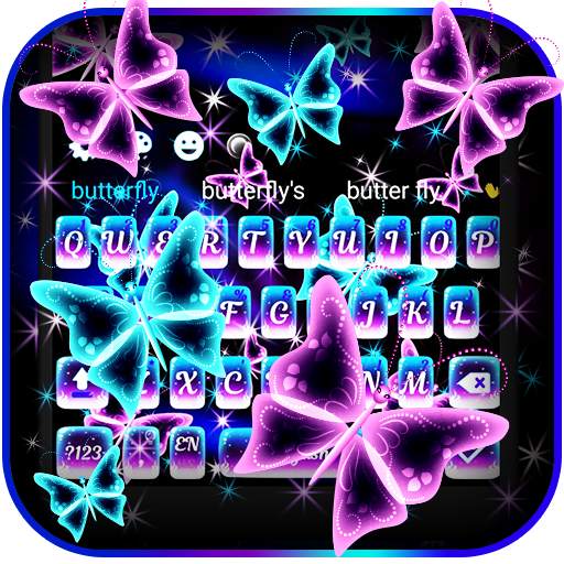 Neon Butterfly Keyboard theme 10001004