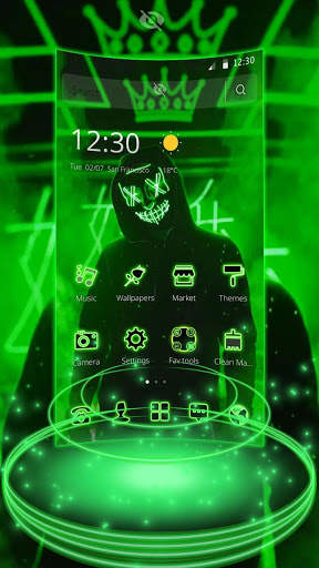Green Neon Led Mask Anonymous Theme screenshot 3