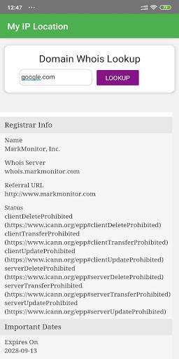 My IP Location - Whois screenshot 3