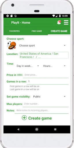 PlayIt - Sport Event Management 1 تصوير الشاشة