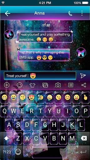Wish Butterfly Dream Emoji Keyboard Theme स्क्रीनशॉट 1